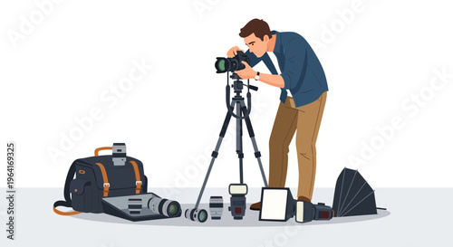 Photographer Capturing Moment with Professional Camera Equipment.