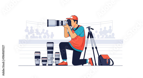 Photographer Capturing Moment with Professional Camera Gear 1.