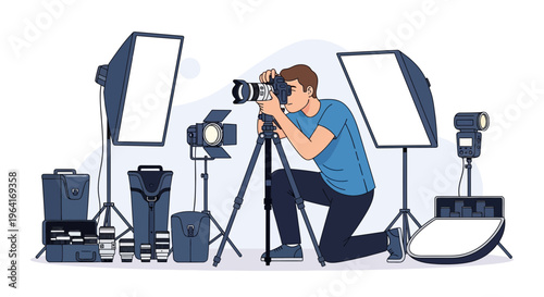 Photographer Capturing Moment with Professional Studio Equipment 1.