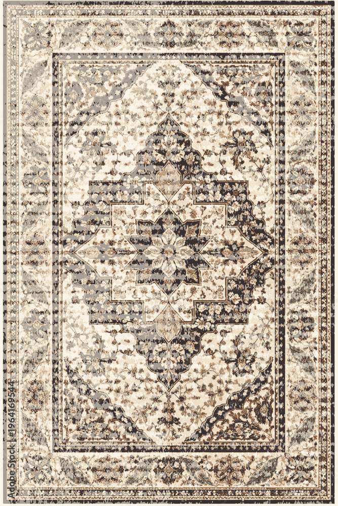 Fototapeta premium Persian Folk style traditional printed Carpet with trending colors and texture in high resolution 