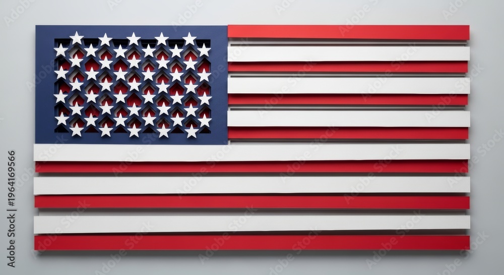 Fototapeta premium American flag painting with distressed wooden texture