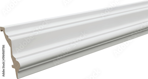 White Moulding Baseboard on Isolated White Background