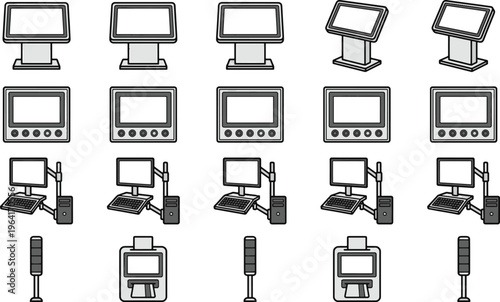 A detailed collection of various modern display units, capturing technology. A professional array showcasing display screens.