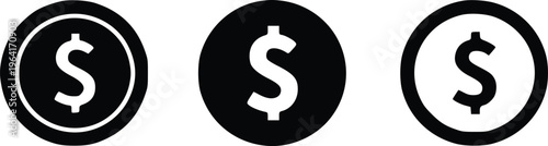 Dollar coin icons set. US Dollars money symbol