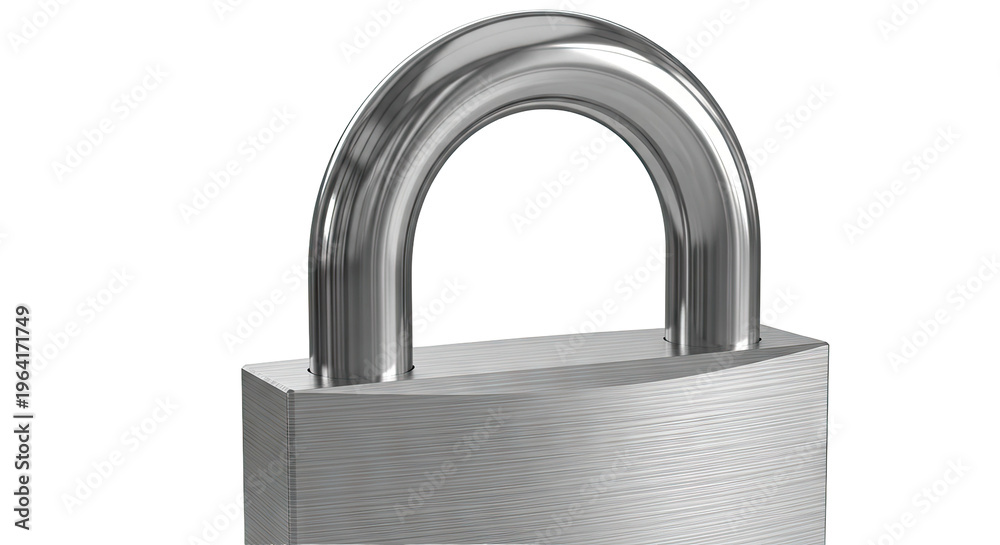 Naklejka premium Close-up of a silver padlock with brushed metal texture