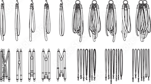 Illustration of intricate line art depicts various forms of rope. Showing different shapes and arrangements, highlighting the versatility of the material and artistic technique.