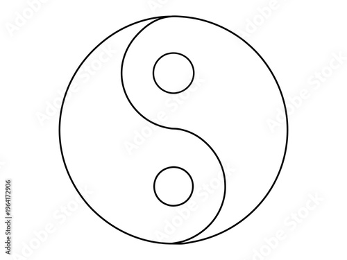 Yin Yang Symbol Silhouette, Taoist Balance and Harmony Icon, Vector Zen Philosophy Illustration