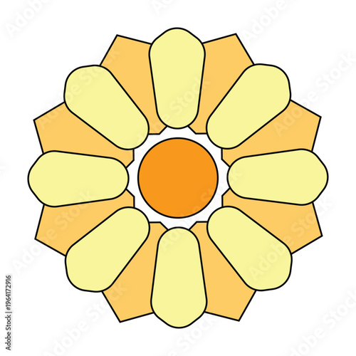 Simple yellow flower illustration isolated on a clean white background with bright sunny natural design