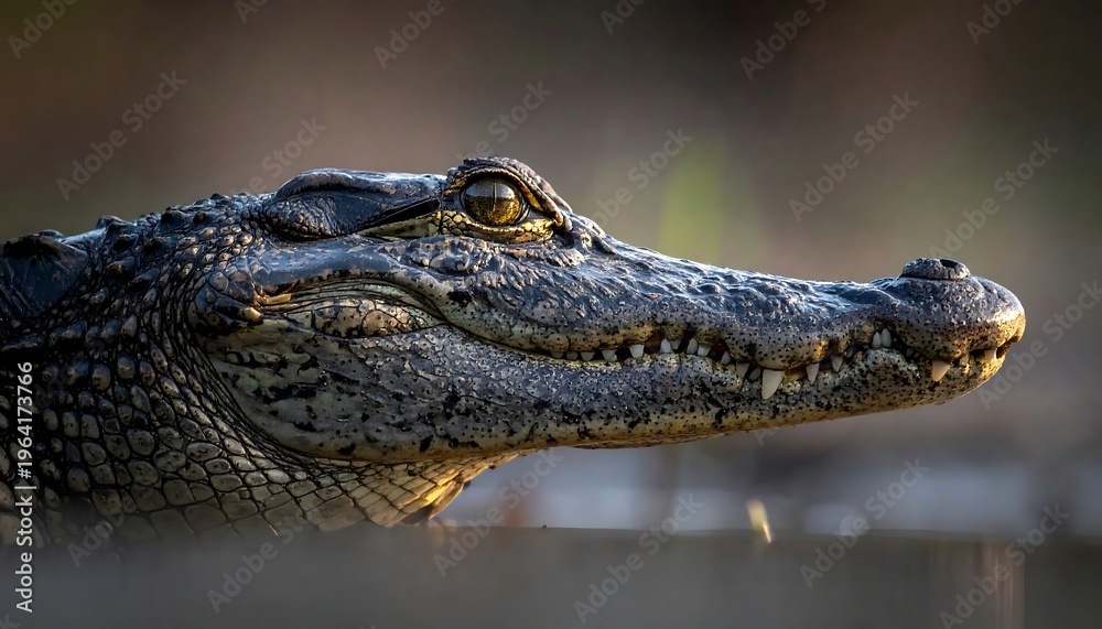 Obraz premium Close-up of a Crocodiles Head in Natural Light.