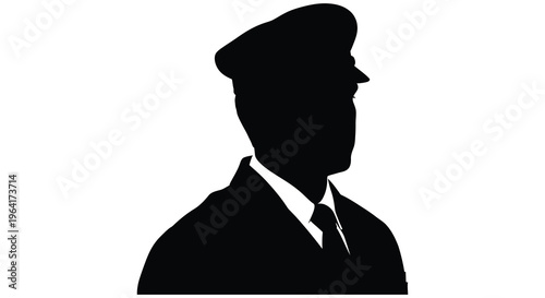 A striking profile view of a man wearing a cap silhouette