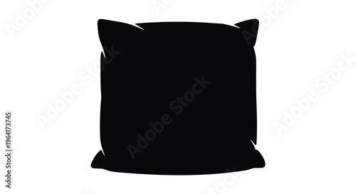 A simple black silhouette of a fluffy cushion elegantly shaped silhouette