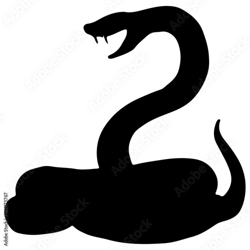 Snake silhouette vector illustration, venomous cobra or serpent isolated on white background.