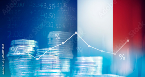Photos France financial inflation crisis with stock market graph , economy problem , in