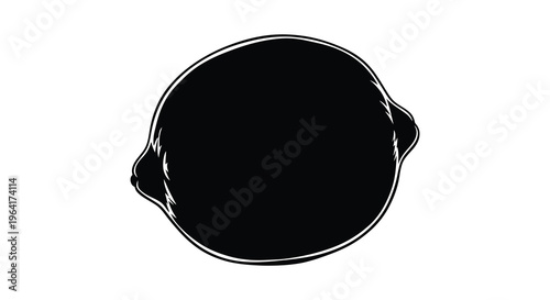 A striking black silhouette of a ripe lemon simple and bold silhouette