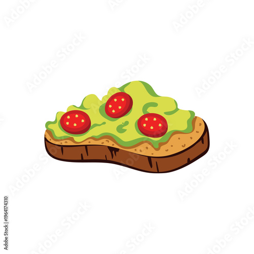 Avocado Toast with Guacamole and Cherry Tomatoes Illustration