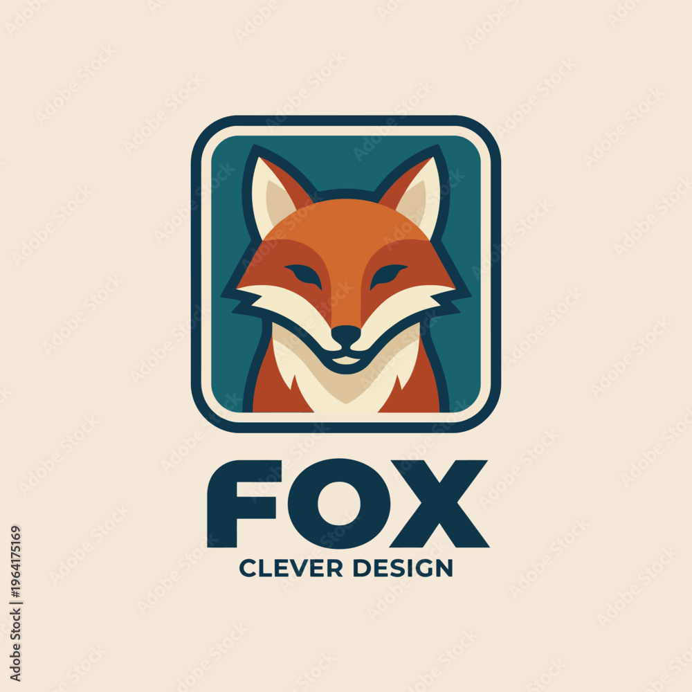 Fototapeta premium This elegant logo design features a stylized fox character, symbolizing cleverness and adaptability, ideal for brands related to creativity, design, and innovation in various industries.