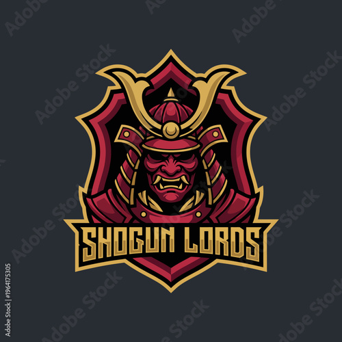 This iconic shogun logo represents tradition and power, perfectly suited for martial arts brands emphasizing strategy, discipline, and honor.
