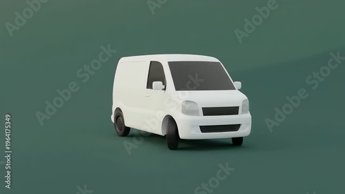 Minimalist Cartoon White Mini Van or Compact Car Front View