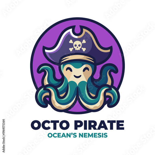 A fun logo featuring an octopus dressed as a pirate, presenting a whimsical and adventurous character that embodies fantasy and playfulness.