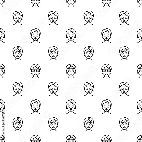 Woman face icons with dotted lines representing cosmetic procedures