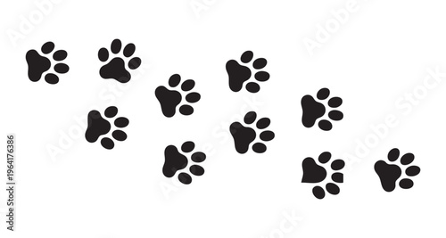 Paw prints vector. animal paw print trail dog puppy or cat kitten foot print path