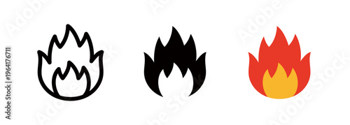 A simple icon and logo of fire and flames.