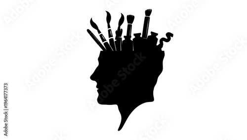 symbol of art, black isolated silhouette