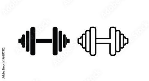 Two dumbbells one solid and one outlined in a striking silhouette