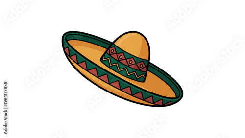 Colorful sombrero with traditional embroidered patterns on its brim Vector