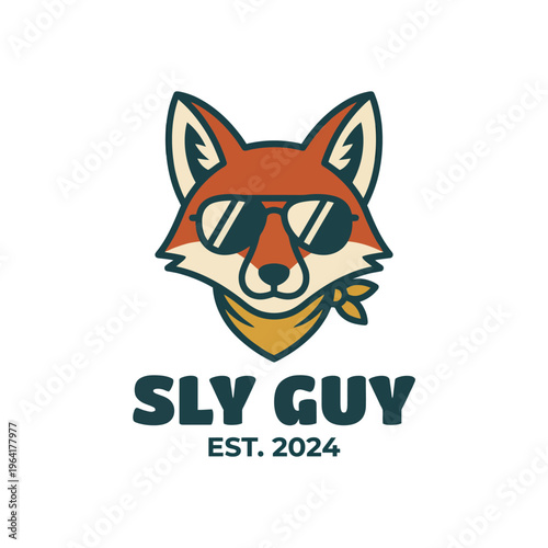 This clever fox character, depicted with sunglasses, signifies coolness and slyness for 'Sly Guy', a brand embodying trendy attitudes and youthful energy for a modern audience.