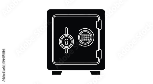 A black safe with a digital keypad presented as a silhouette