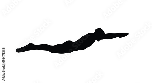 A swimmer in a dynamic freestyle stroke depicted as a silhouette