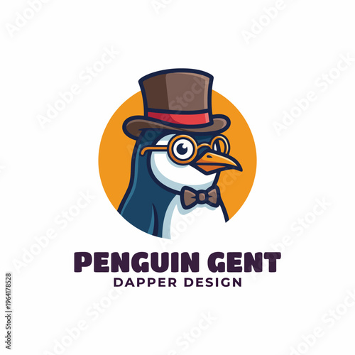 A charming penguin character dressed in fashionable attire, complete with a top hat and glasses, radiating sophistication and whimsy in a delightful design.