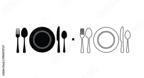 Black and white dinnerware set featuring a silhouette