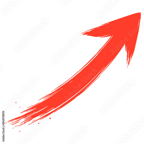 red arrow up line hand drawn on white background