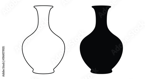 Two contrasting vases depicted in a simple black and white silhouette