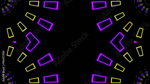 Purple and Light Green Neon Light Spherical Kaleidoscope Background VJ Loop in 4K