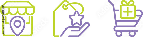 Illustrations of shopping, gifting, and customer appreciation concepts