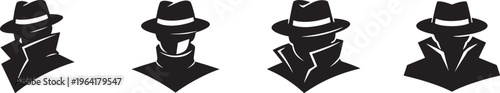 Spy agent icon with secret identity concept for surveillance security and intelligence in vector style