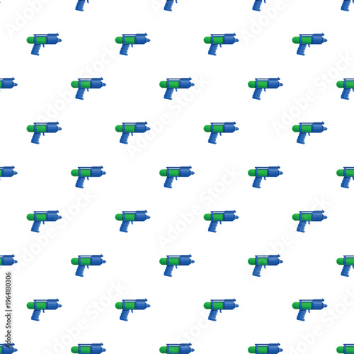 Repeating pattern of toy water pistols, perfect for summer fun and play