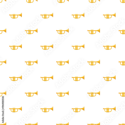 Golden trumpets repeat in a seamless pattern, symbolizing music, celebration, and performance