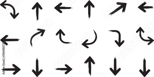 Collection of black arrows on white background