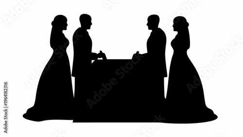 Formal People Signing Document Silhouette Vector Graphic