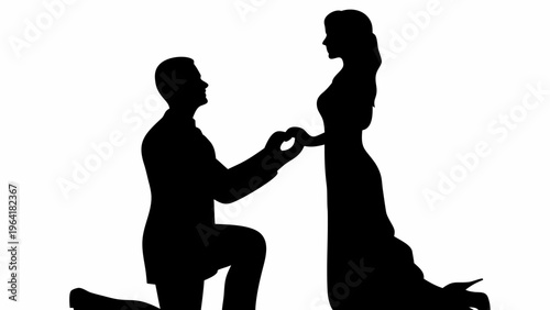 Romantic Marriage Proposal Silhouette Vector Graphic