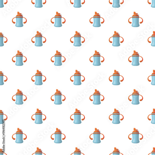 Sippy cups creating a fun, repeating pattern on a white background