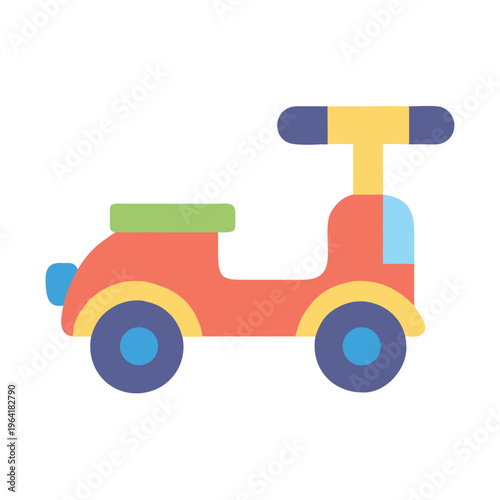 Kids ride scooter toy cartoon vector icon illustration