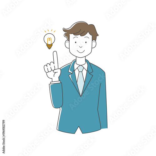 ひらめくビジネスマン（アイデア・成功・解決）