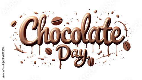 Chocolate Pay, brown typography, dripping chocolate text, coffee beans