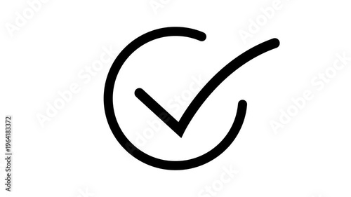 Glowing tick mark icon isolated on black Modern check mark icon animation on a white background. with 4k video animation.