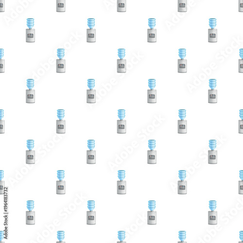 Water cooler dispensers with blue bottles creating a clean, white background pattern